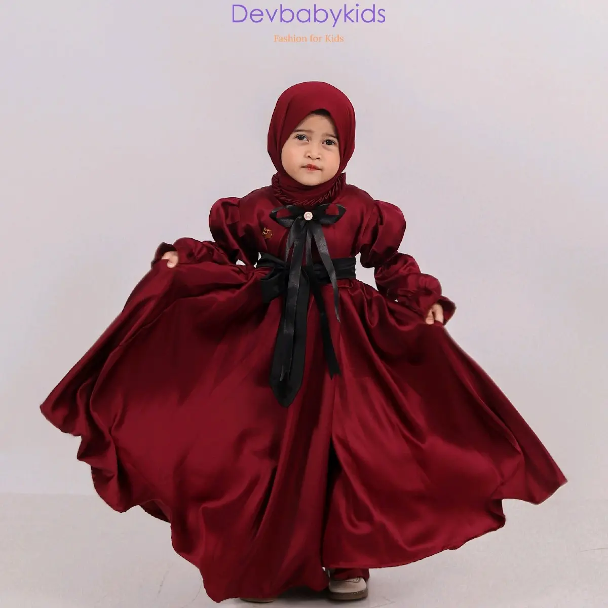 Azyura Dress Gamis Anak Satin Velvet Muslim Baju Pesta Mewah Gaun Silk Cantik Lebaran Kondangan Nyaman gamis anak bahan silk
