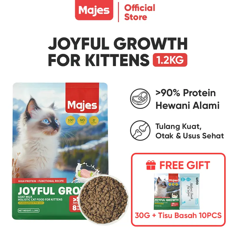 Majes High Protein Growth Care Makanan Kucing Kering 1.2kg - Kitten Dry Cat Food