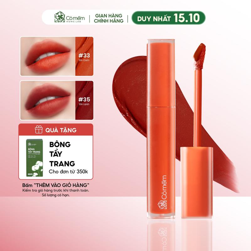 [Phiên Bản Mới] Son Kem Nhung Lì Mượt Không Silicone Cỏ Mềm Bền Màu An Toàn Từ Thiên Nhiên 5g