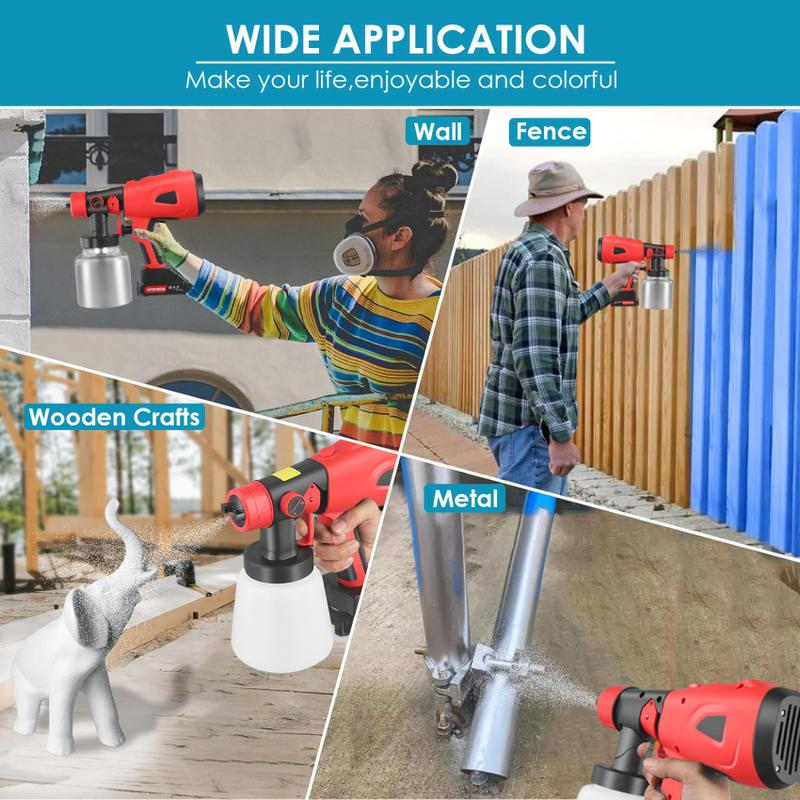 Compatible with t sprayer, Fence t sprayer with 3 spraying modes, Handheld t spray for fence, wall, ceiling, home ting (2x 1500mAh batteries, 1x21V charger, 2x800ml t buckets) 5
