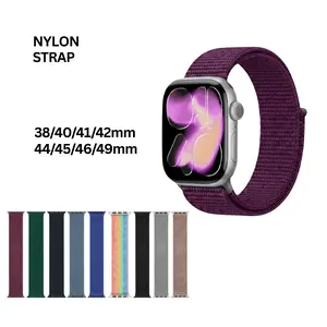 Nylon Strap Tali Jam Tangan Pintar / Smart Watch bahan Elastic Nylon model sporty ukuran 38mm 42mm 44mm 45mm 46mm 49mm - Plum, 38/40/41/42mm