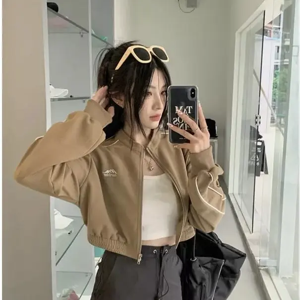 Jacket Wanita Oversize Crop | Norshler Vintage Jaket Croope Korean Style | Sweater Jaket Kekinian