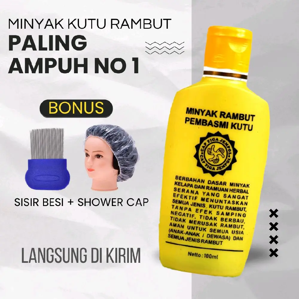 Minyak Obat Kutu Rambut Ampuh Basmi Kutu Hingga Ke Telurnya Bahan Herbal Alami Murah Bisa Cod Paling Ampuh No 1 Bonus Sisir Besi & Shower Cap