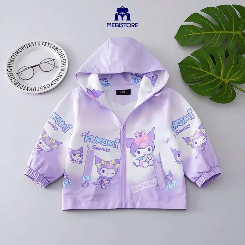 Áo Khoác Gió Bé Gái Hình Kuromi Melody Cinamon ... Hàng QC 2 Lớp Dày Dặn Lớp Lót Lướt Thông Thoáng - MEBISTORE