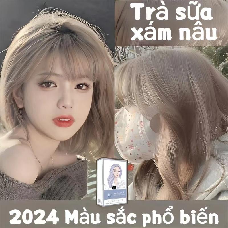 7-2024Thuốc nhuộm tóc thực vật , mùi tươi mới, không gây kích ứng da đầu, quà tặng miễn phí: dụng cụ nhuộm tóc + mặt nạ dưỡng tóc,thuốc nhuộm tại nhà,thuôc nhuộm tóc màu nâu trà sữa,màu nâu tây