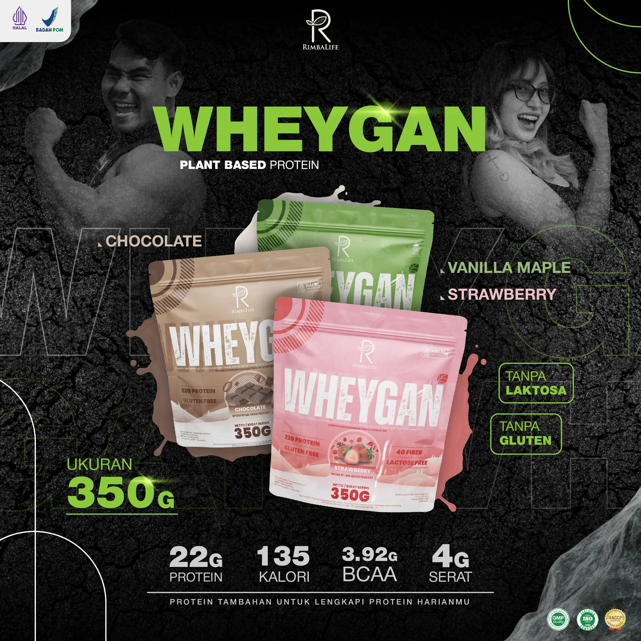 Rimbalife Wheygan protein 350gram Halal Bpom
