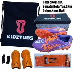 KIDZTUBS Sepatu Bola Anak Paket Komplit Sepatu Bola Tas Skin Deker Kaos Kaki Usia 6-10 Tahun Size 28 29 30 31 32 33 34 35 36 37 KDZ1111122824