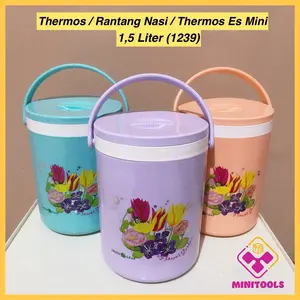 ￼THERMOS NASI / RANTANG NASI 1,5 LITER / RANTANG MINI / THERMOS ES BATU / TEMPAT NASI MINI / GREEN LEAF 1239