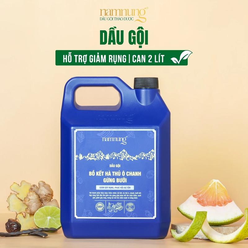 Namnung - Dầu Gội Thảo Dược Namnung Bồ Kết & Hà Thủ Ô 2L Phục Hồi Tóc Hư Tổn Giảm Gãy Rụng Hỗ Trợ Mọc Tóc Can 2 Lít