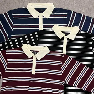 Kate | Rugby Kaos Oversize Motif Garis Berkerah Cotton 24s