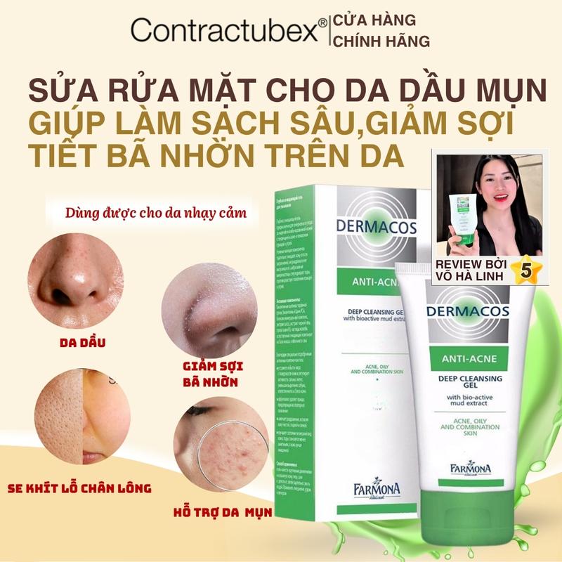 Sữa Rửa Mặt Sạch Sâu Cho Da Dầu Da Mụn Chứa Bùn Hoạt Tính Farmona Dermacos Anti-Acne Deep Cleansing Gel 150ml Ba Lan Giảm Sợi Tiết Bã Nhờn Trên Da Skncare