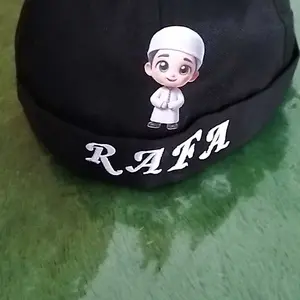 Peci miki hat anak free bordir nama untuk usia 1/8thn Kopiah Songkok Muslim Kain