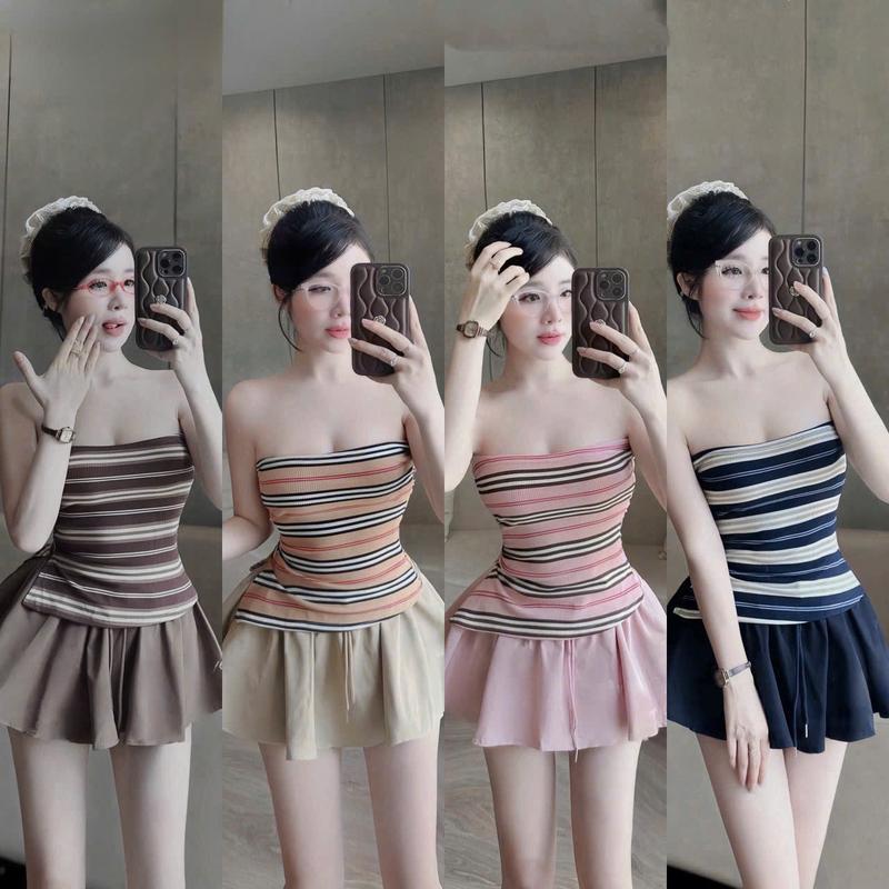 Sét Áo Quây Phối Chân Váy Xòe Siêu Xinh Đã Có Quần Bảo Hộ -Thinhanstore