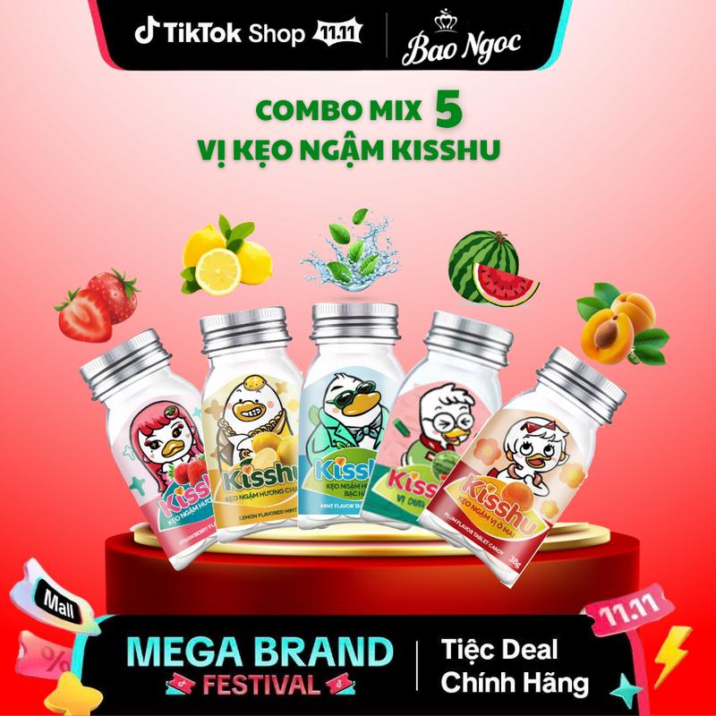 ĐA KHO X Combo 5 Vị Kẹo Ngậm Thơm Miệng KISSHU Kẹo Ngậm Vị Bạc Hà Vị Chanh Vị Dưa Hấu Vị Dâu Tây Vị Ô Mai,...Ăn Vặt Bảo Ngọc kẹo siêu ngon