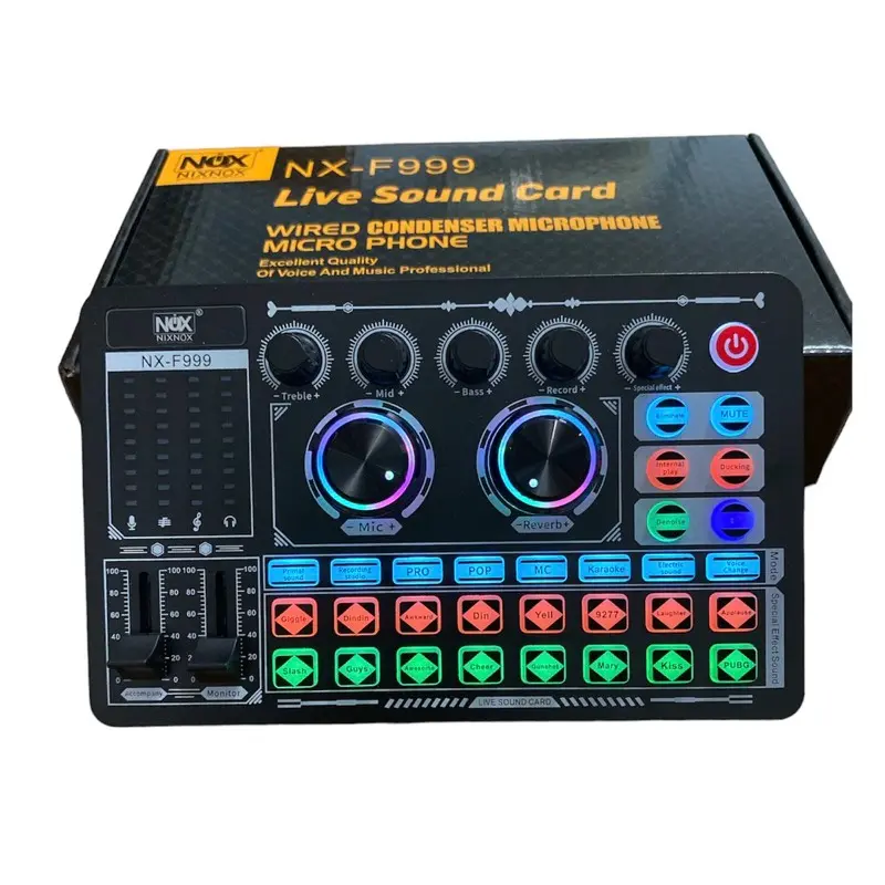 Nixnox Sound Card F999 Audio USB External Sound Card Mic Mixer Bluetooth Phone PC Living Alat Laptop