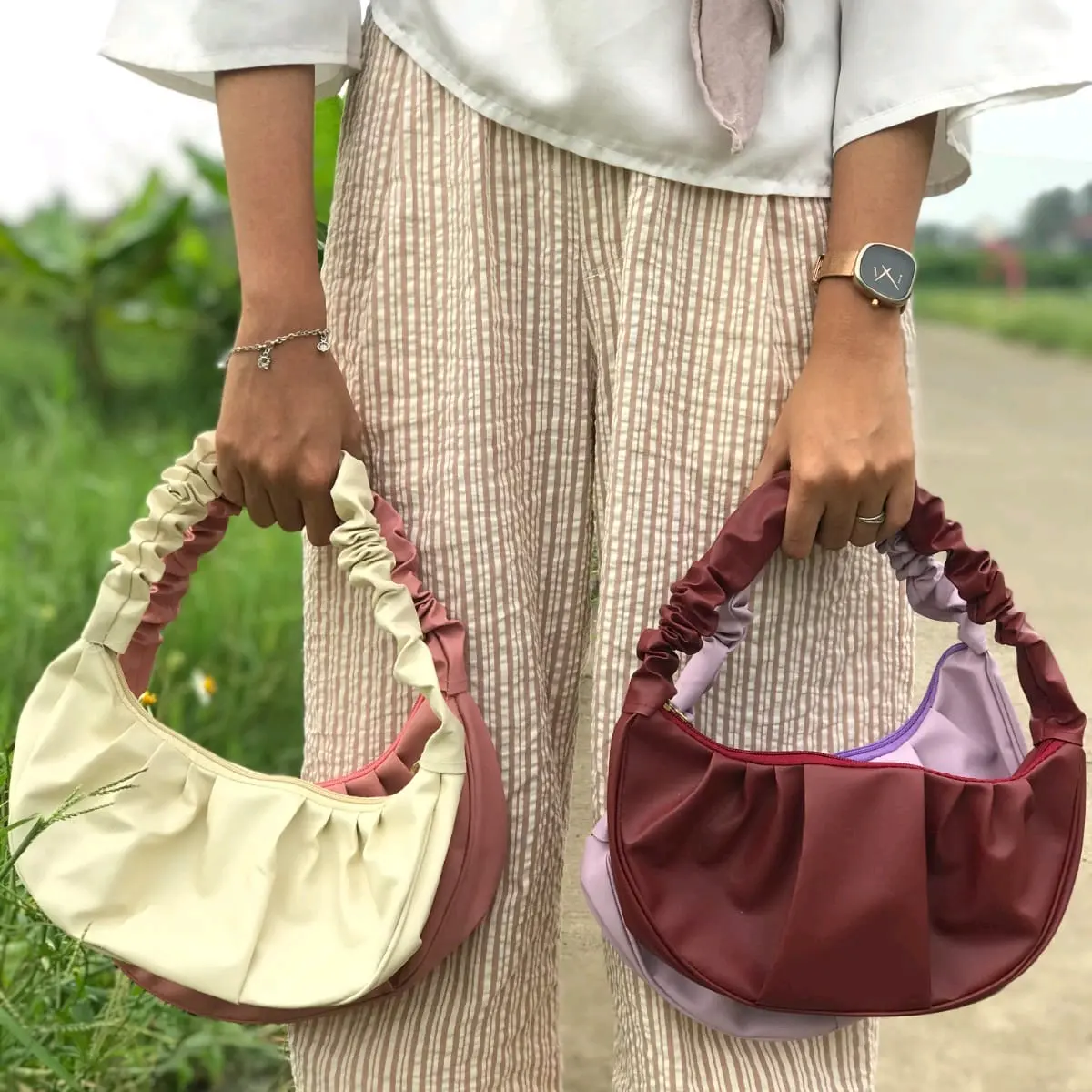 [GFD] Paket 30rb Dapat 3 Tas Kerut - Tas Bahu Wanita Terbaru - Paket Bundling Tas Tangan Perempuan Korean Black