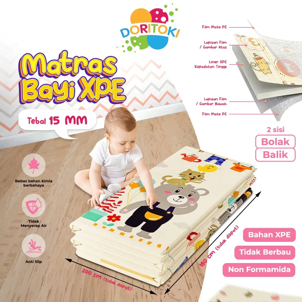 Doritoki x Speeds Matras Bayi 180x200 Tebal 10MM Playmat Bayi Karpet Lipat Anak/Bayi Tikar Lipat Foam Matras Anak