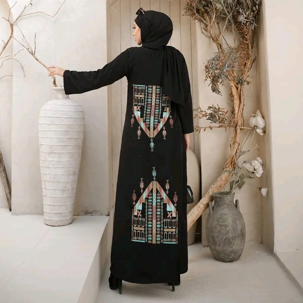 Rodia, Arabian style, Abaya, Gamis, muslim, hitam, bordir,.modern, kekinian Wanita Remaja Dress Dewasa Mewah Pesta Lebaran Maxi Syari Turki Casual Kondangan