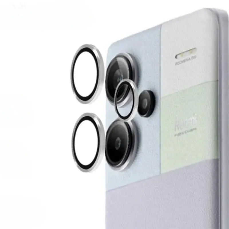 Bảo vệ vòng kim loại cho Xiaomi Redmi Note 13 Pro + 13Pro ProPlus, 4G, 5G, Eagle Eye,  Ốp camera Màng Bảo Vệ Ống Kính HD, kính cường lực cong trong suốt, nắp lưng màn hình Phụ Kiện Phone 3