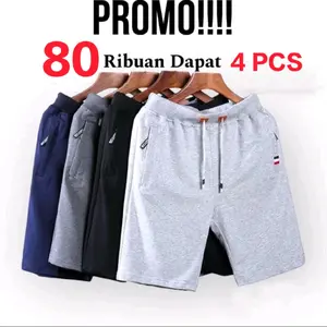 [ promo ] 80K 4PCS celana pendek babyterry saku resleting Dewasa celana Santai harian olahraga Sport