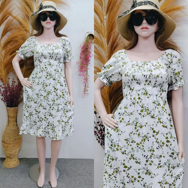 RSD - Dress Kerut Lily Pendek Casual Wanita Dewasa Motif 0