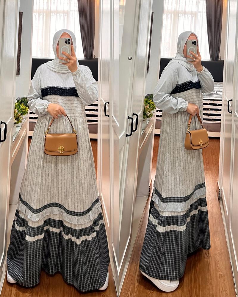 Product Introduction of SEO GAMIS SEMUT BY SYAINA TERBARU DAN KEKINIAN  Katun Polos Linen Muslim Nyaman Wudhu Wanita Dress Dewasa Lebaran gam is cantik 5