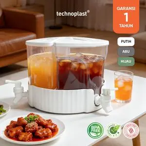 Technoplast Dispenser Minuman 3 in 1 Putar 360° 5.1L Wadah Minum Tempat Minum Aesthetic Multi Fungsi