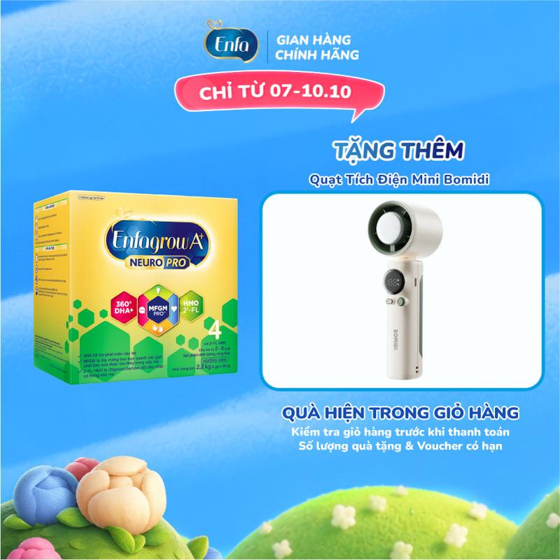 Sữa bột Enfagrow A+ Neuropro 4 2.2kg với DHA giúp phát triển não bộ cho trẻ từ 2–6 tuổi