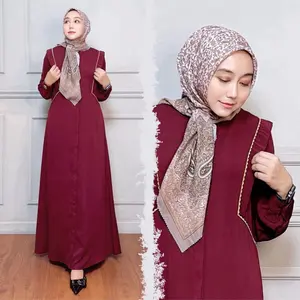 MOZHASHAFURA. VALENCY DRESS Vol.2 Bahan Valency Flow Halus Lembut Nyaman Sehari-hari & Formal Gamis Wanita Maxi Muslim Kombinasi Renda Kancing Busui Wudhu Friendly A Line