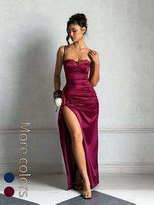 Vestido elegante con volantes y abertura, diseño floral chic, perfecto para ocasiones especiales, vestido de noche de moda para mujer, atuendo elegante para fiestas