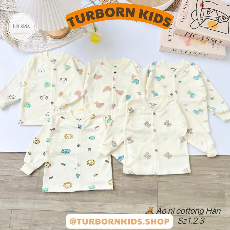 HH2-Combo 5 Áo Dài Tay Chất Liệu Nỉ Cotton Ấm Áp Mùa Thu Đông Cho Bé Sơ Sinh 0-9 tháng 
