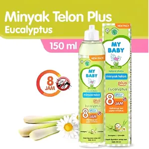 3pcs My Baby Minyak Telon Plus Eucalyptus 150ml Natural Choice Dengan Eucalyptus & Chamomile 8 Jam