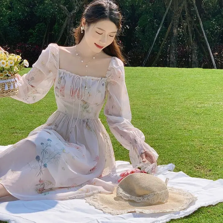 Gaya Baru Gaun Sifon Lengan Panjang Fairy Dress Cantik 7