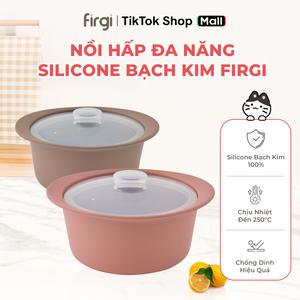 Nồi Hấp Đa Năng Platinum Silicone Firgi Hàn Quốc Nấu Ăn Dặm Cho Bé (Kèm Nắp Đậy) 550ml