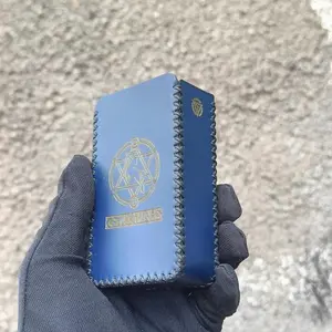 Leather Case Centa M200 Sleeve Biru Benang Hitam Motif Logo