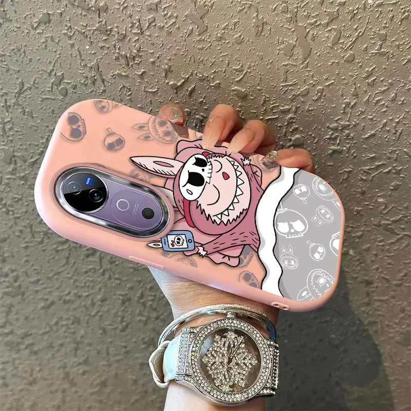 LABUBU Casing Untuk VIVO V40 PRO V40 LITE Bahan silikon Perumahan tahan guncangan penjualan panas Cute Gaya baru Tren mode Desain kamera logam berlapis listrik Kartun Tpu Kotak Pelindung Ponsel