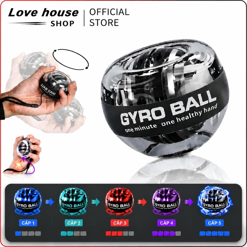 Bóng Tập Cổ Tay Gyro - Phòng GYM Thu Nhỏ! Đèn LED, 5 cấp độ từ 2000-10000 RPM. Tăng sức mạnh, giảm căng thẳng - Hoàn hảo cho cầu lông & thể