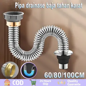 Saluran Pembuangan Wastafel Cuci Piring Stainless Steel 304 Anti Tikus Set Afur + Selang
