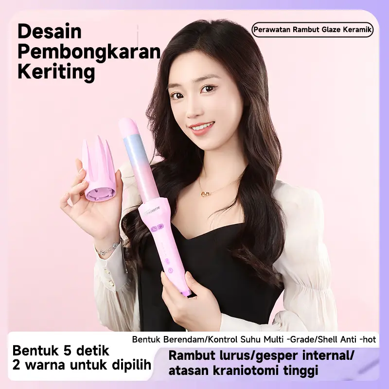 MAIMEITE 2in1 Catokan Curly Otomatis Catokan Keriting Rambut Otomatis Lon Negatif Catokan Rambut Curly Rambut Panas Cepat Pengingat 1