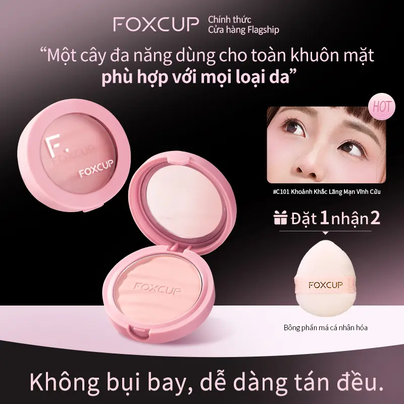 【COD】FOXCUP Má Hồng Co Giãn Màu Sắc Tự Nhiên, Tạo Điểm Nhấn Sáng Bóng Và Tạo Khối - Hàng Chính Hãng【Giao hàng siêu tốc】