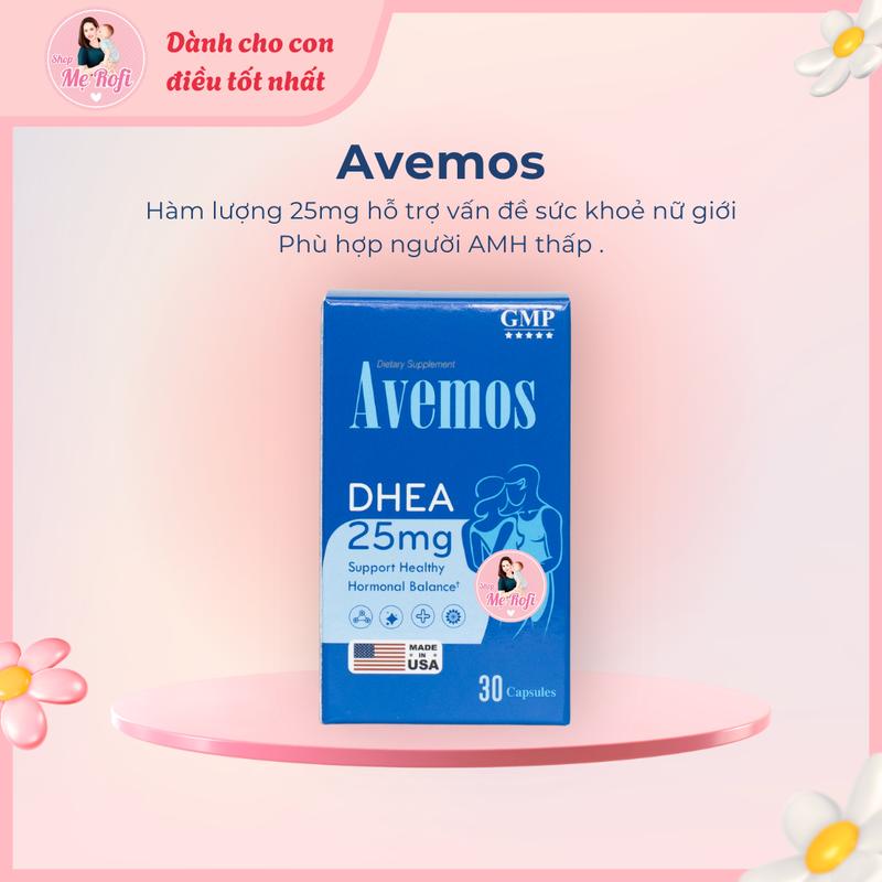  Avemos Viên uống bổ sung DHEA 25mg hỗ trợ sức khỏe nữ giới trước thả bầu hộp 30 viên - Mẹ Rofi 