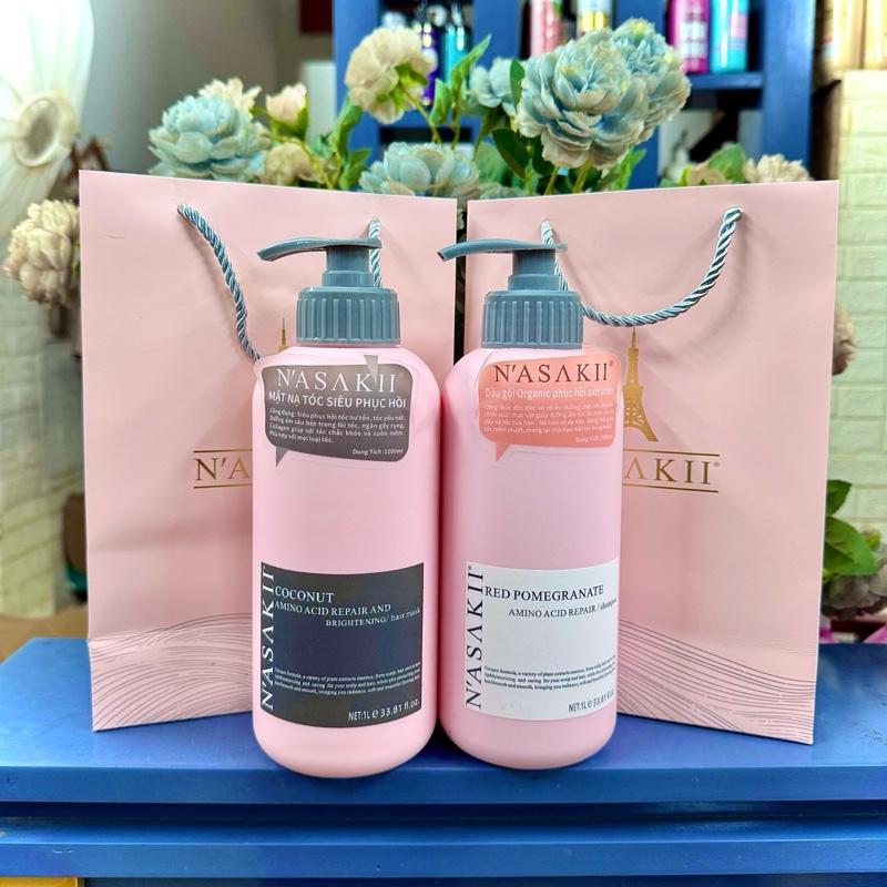  Cặp GỘI XẢ N’asakii phục hồi tóc chuyên sâu chuẩn salon  1000ml 1 chai  giảm rụng hương thơm sang trọng 