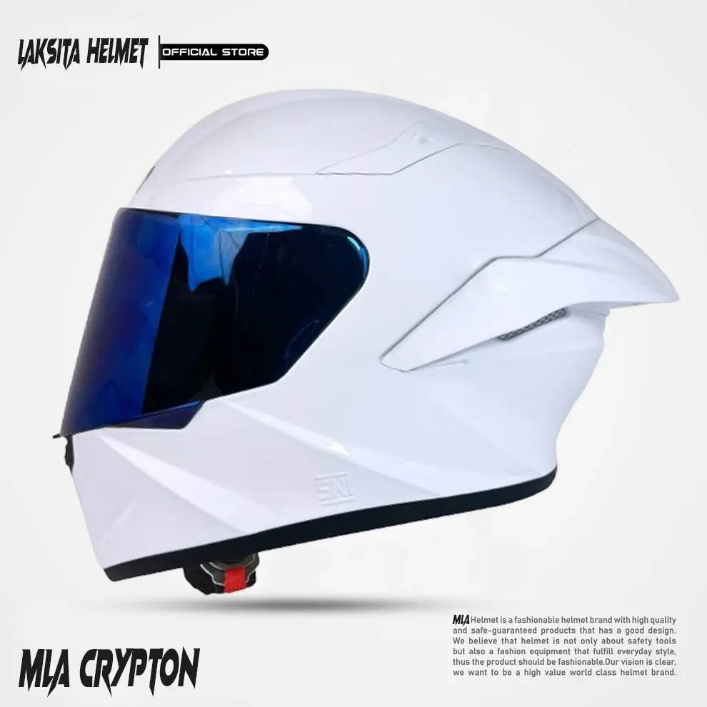 Helm Full Face Mla Crypton Solid Full Face Terbaru Paket Ganteng kaca Red Blue Iridium Helm SNI Original MLA Full Face