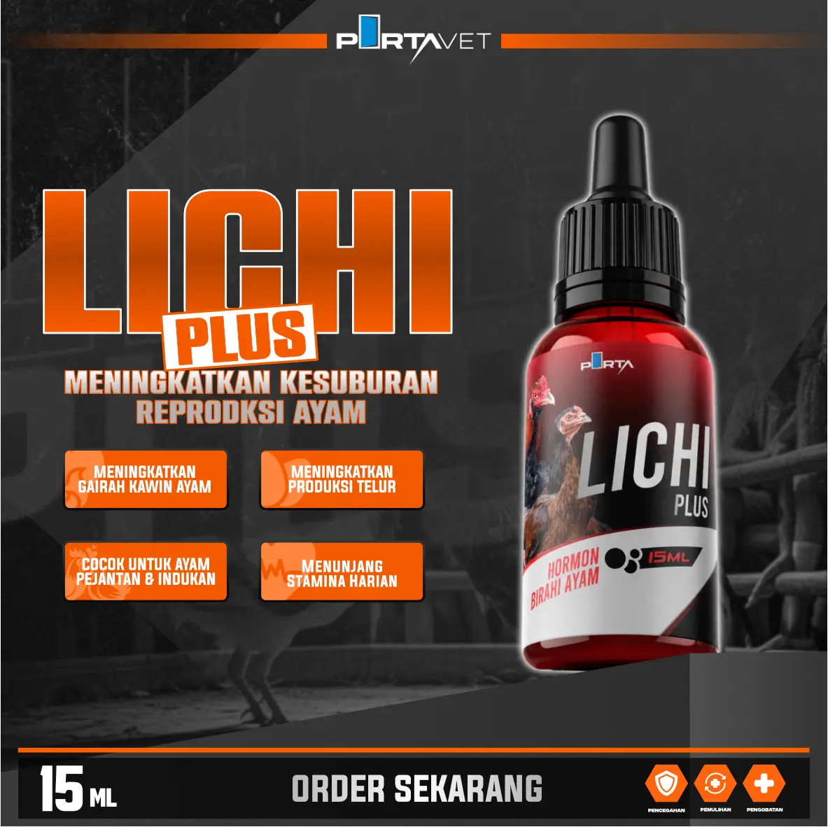 Lichi Plus  - Vitamin Ayam Meningkatkan Vitalitas dan Hormon Ayam Jantan dan Betina