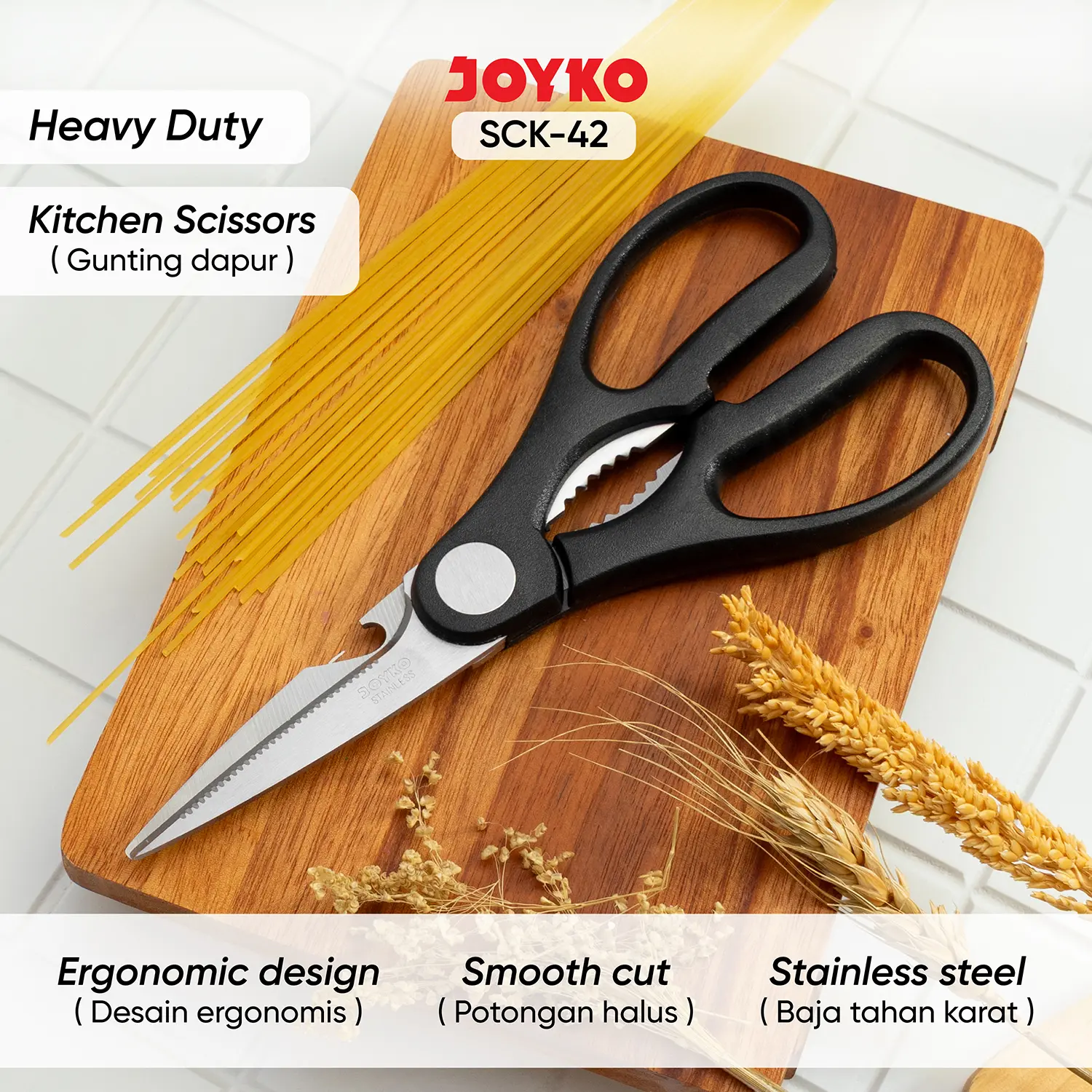 Joyko Scissor Heavy Duty STAINLESS STEEL Kitchen Scissor / Gunting Serba Guna Dapur Makanan Sayur Tajam SCK-42