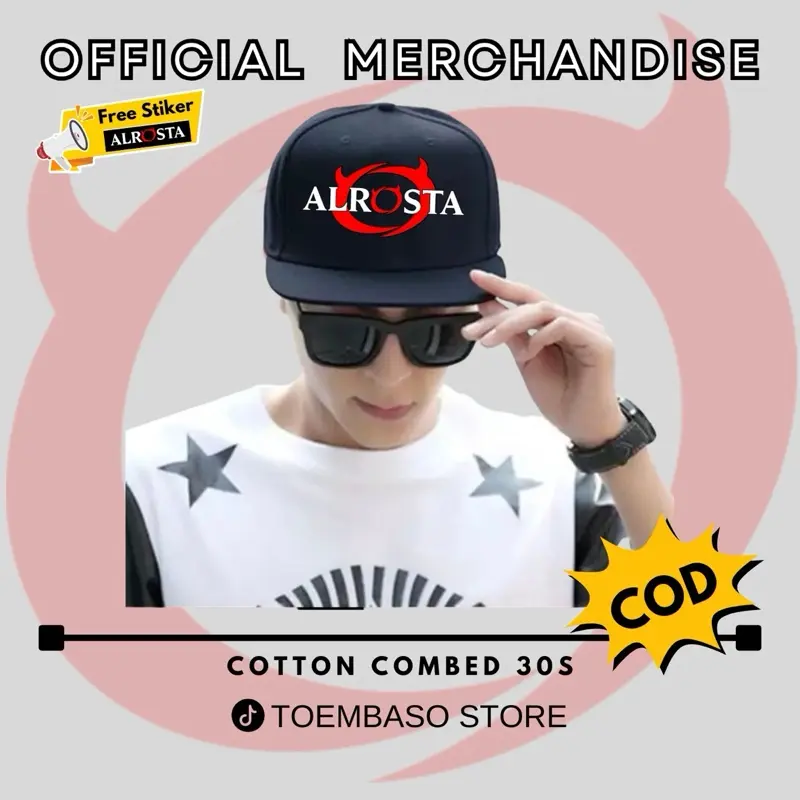 TOPI ALROSTA UNTUK CEWEK DAN COWOK UKURAN MENYESUAIKAN KEPALA FEEE STIKER ALROSTA