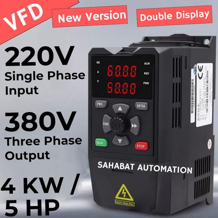 Jual Inverter 220v to 380v 4KW 5HP Input 1 Phase 220V - Output 3 Phase ...