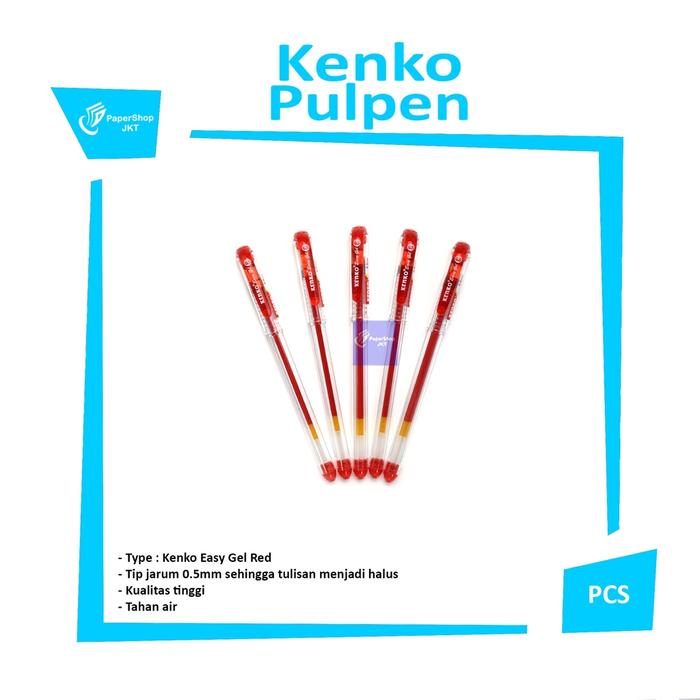 Gambar KENKO - Pulpen Easy Gel 0.5 mm Merah dari Papershopjkt Kota Administrasi Jakarta Utara Tokopedia