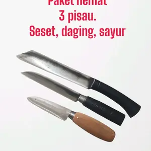 paket hemat biaya 3 pcs pisau bahan baja HSS kualitas super tajam Kitchenware Knife Dapur Buah