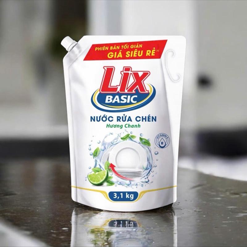 Lix Basic Nước Rửa Chén Hương Chanh 3,1 kg - Sản Phẩm Tiện Lợi Cho Mọi Gia Đình